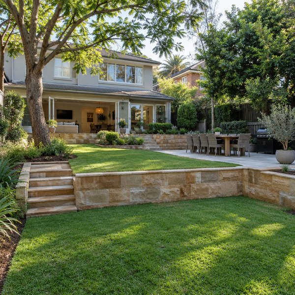 More Usable Level Space on a Sloping Block - Retaining Walls in Sydney North Shore